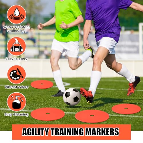 Silipull 6 inch Flat Cones Spot Markers Non-Skid Floor Hole Soccer Cones Field Court Spot Markers Flat Discs Soccer Training Equipment for Football Sports Speed Agility Practice - color: Orange