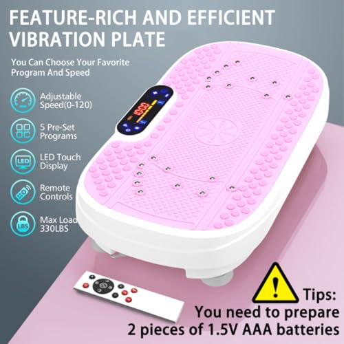 Vibration Plate Exercise Machine,Vibrating Plate for Lymphatic Drainage,Shake Plate for Weight Loss,Full Body Vibration Platform Machines for Women Men Exercise - color: Pinkwhite