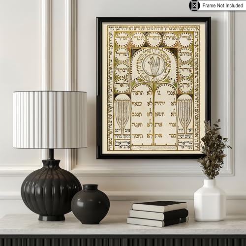 Poster Master Vintage Antique Shiviti Plaque Poster - Retro Jewish Print - Hebrew Art - Spiritual Art - Gift for Men & Women - Wall Decor for Bedroom, Living Room or Dorm - 8x10 UNFRAMED Wall Art - color: Style-14, size: 8"L x 10"W