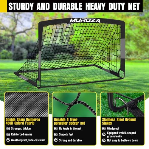 Soccer Goal, Kids Soccer Goals for Backyard Set, 2 Pack of Portable Pop Up Soccer Net with Soccer Ball, Cones, Complete Training Equipment for Youth, Toddler Outdoor Sports Games - color: Black Gray, style: 4 ft x 3 ft