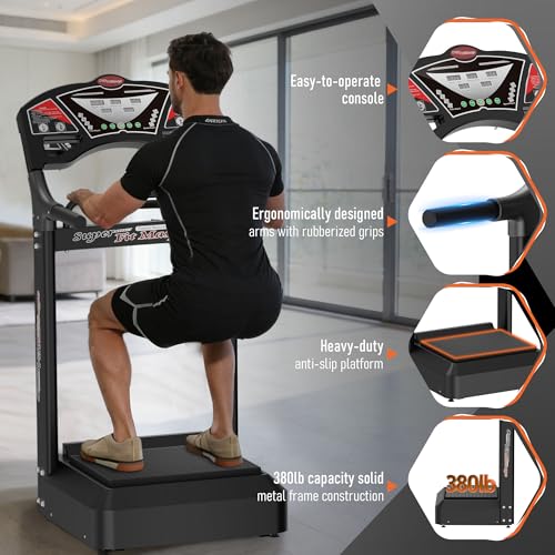 Vibration Plate Exercise Machine with Handles, Full Body Vibration Platform for Home Workout, 99 Speed Levels, Anti-Slip Fitness Machine for Balance, Muscle Toning & Low-Impact Training