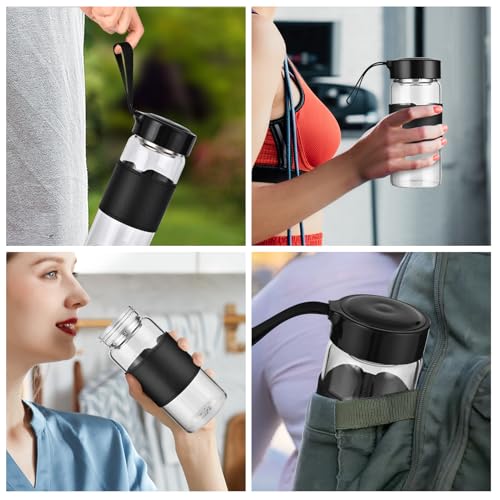 Small Glass Shaker Bottle, 4 Pack 16oz BPA Free Odorless Shaker Bottle with 304SS Mixing Ball and Removable Cleaning Brush for Fitness & Protein Shakes(Black-4Pack) - style: Black-4Pack