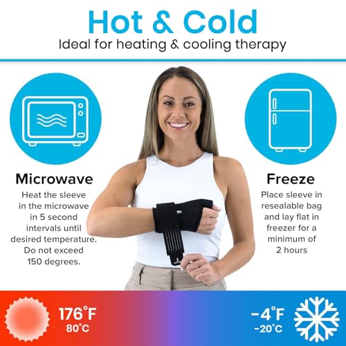 Arctic Flex Wrist & Thumb Ice Pack Wrap - Extra Strength Hot & Cold Therapy | Reusable Hand Freeze Sleeve - for Arthritis, Carpal Tunnel, Surgery, & Pain Relief (Fits Left & Right) - color: Black, size: Small
