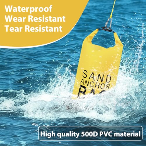 Phoncoo Sand Anchor Bag, 2 in 1 Jet Ski Anchor Kit for Float with Adjustable Buoy, Waterproof Dry Bag for Jetski, Kayak, Boat, Water Sports - color: Yellow-2pack-10L