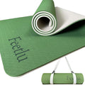 Extra Thick Yoga Mat with Carry Strap, 10mm Non-Slip Exercise Mat, 72 x 24 Inch Cushioned Workout Mat for Yoga, Pilates, Stretching & Floor Exercises - color: Green & Cream