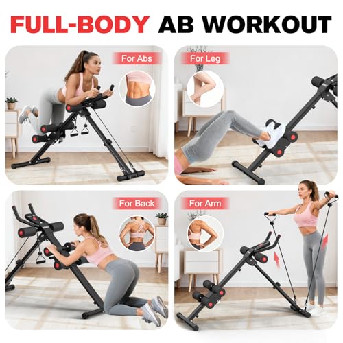 DERACY Ab Workout Machine Adjustable Ab Trainer Abdominal Trainer for Home Gym Foldable Ab Crunch Machine for Core 440 LBS - color: Black