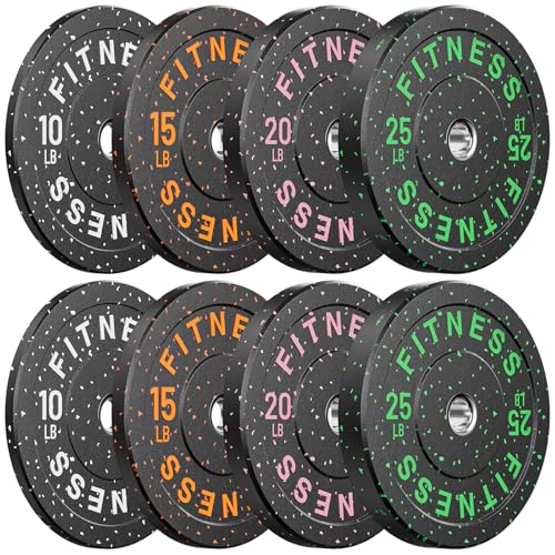 2" Bumper Plates Set Olympic Weight Plates for Barbell Strength Training | Papababe 2Inch Weights Plates Set, Floor Protective Plates, 20-600lbs Rubber Bumper Plates for Weightlifting, Bench Press - size: 140 LB SET (PAIR OF 10, 15, 20, 25 LB), style: Hig