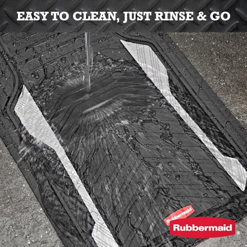 Rubbermaid Car Floor Mat, Heavy Duty All-Weather Car Mats Full Set with Dual-Tone Sliver Aluminum Inserts – Universal Fit, Anti-Slip Backing, Trim-to-Fit for Most SUV, Sedan, Van - color: Silver