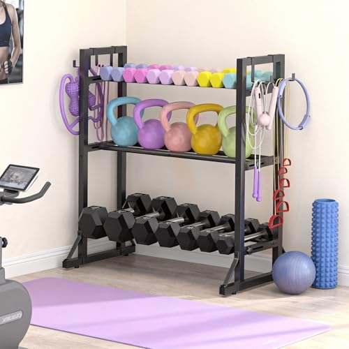 Dumbbell Rack Stand Only, Adjustable Weight Rack for Home Gym, Capacity Weight Storage Stand, Kettlebell & Dumbbell Organizer, Space-Saving Fitness Equipment Rack - color: Matte Black
