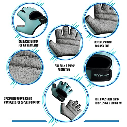 Short Workout Gloves for Women Men, Weight Lifting Gloves Full Palm Pads | Minimal Gym Gloves for Weightlifting, Exercise, Fitness, Training, Extra Grip, Fingerless Work Out Gloves Womens, Breathable - color: Aqua, size: Large