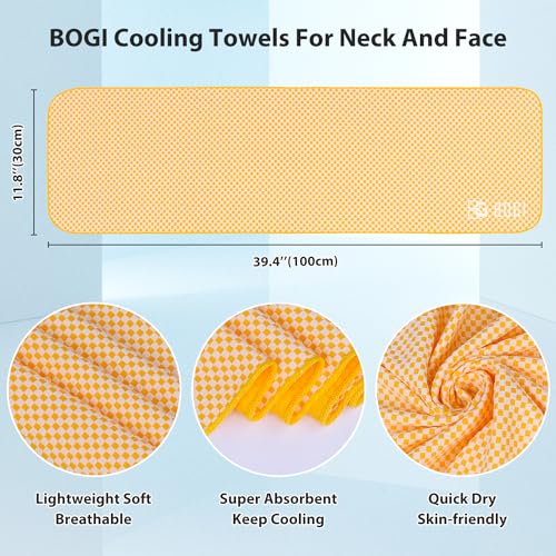 BOGI Cooling Towels for Neck and Face, Soft Breathable Cool Towel for Instant Cooling Stay Cool for Yoga, Sport, Gym, Camping, Running & More Activities - color: Orange, size: 40.00" x 12.00"