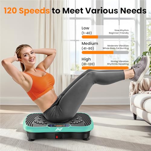 AXV Vibration Plate Fitness Platform Exercise Machine Vibrating Shaking Full Body Shaker Workout Vibrate Stand Shake Board Sport for Weight Loss Fat Burner for Gym Home Office - color: BT.PRO.GREEN