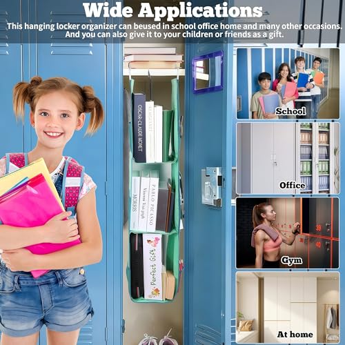 Locker Organizer with Hooks & Shelf, Unibody Steel Frame for Sag-Free Use in School, Gym, Work, Adjustable Storage Solution for Full/Half Lockers (PURPLE)