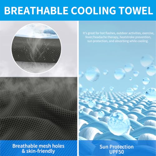 Puomue 5 Pack Cooling Towels, 40 Inches X 12 Inches, Breathable Soft Chilly Microfiber Towel for Yoga, Sport, Running, Workout, Gym, Camping and Fitness, Grey - color: Grey