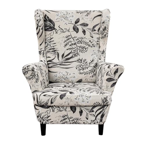 NILUOH Wingback Chair Slipcover 2 Pieces, Stretch Spandex Wingback Chair Covers Washable Slipcover for Wingback Armchairs Non-Slip Furniture Protector with Elastic Bottom for Living Room - color: 251