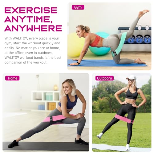 WALITO Resistance Bands for Working Out, Fabric Exercise Bands for Legs and Butt, Workout Bands for Women and Men, Booty Band for Yoga Starter Set, Pilates, Rehab, Fitness and Home Workout - color: 4.Pink,Aqua,Grey,Black