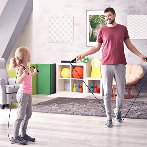 Jump Rope, Tangle-Free Rapid Speed Jumping Rope Cable with Ball Bearings for Women, Men, and Kids, Adjustable Steel Jump Rope with Foam Handles for Home Gym Exercise Fitness Workout Equipment & Slim Body - color: Black
