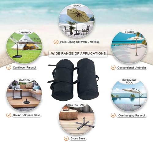 Umbrella Base Weight Sand Bags, 2 x 50 LBS Fillable Sand Bag for Umbrella Base, Cantilever Patio Umbrella, Trampoline, Outdoor Garden Backyard Furniture (Without Filler) - color: New-2 pack（52lbs each）