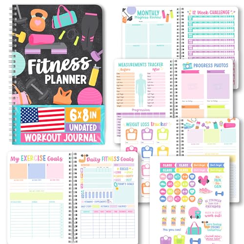Hadley Designs Fitness Journal for Women - Workout Journal for Women, Fitness Planner for Woman, Workout Log Book, Undated Gym Journals & Exercise Journals, Gym and Health Notebook, Birthday Gifts - color: Chalk Pastel