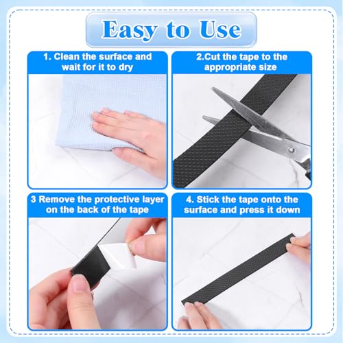 1 Rolls Rubber Grip Tape, 0.8In x 16Ft Ultra Strong Waterproof Anti Slip Tape, Non Slip Step Strips Tapes, Making Handles or Contact Surfaces Safer with Enhanced Grip and Comfort (Black)