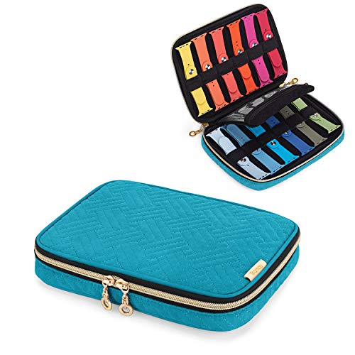 Teamoy 12 Watch Band Storage Case, Watch Band Organizer Holder, Teal | Compatible with All Series Apple Watch Bands & Smart Watch Bands, Travel Organizer Fit for Most Sizes of Watch Straps - color: Teal