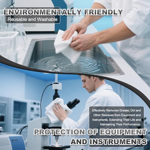 Cleanroom Wipers 9"x9"(50 Pcs, 100% Polyester, Class 100, 140GSM) Double Knit 100% Lint Free Cloths with Ultra-fine Filaments, Laser Sealed Edge Ultra-Soft Wipers - size: 9" x 9" (Pack of 50)