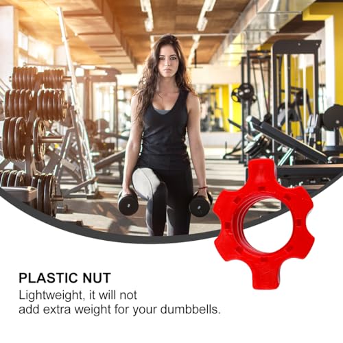 Kisangel 4Pcs Dumbbell Spinlock Collars, 1 Inch Standard Barbell Star-Shaped Nut, Non-Slip Replacement Screw Clamps for Weight Lifting Fitness Training, Red