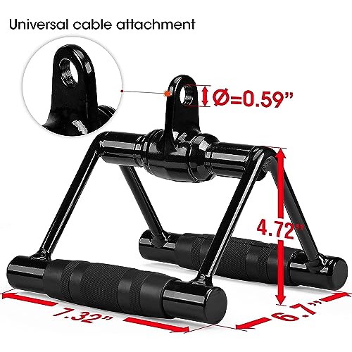Yes4All Cable Machine Attachment, Double D Handle & Tricep Rope Cable Attachment, Weight Machine Accessories Load 880 LB for Home Gym - color: E. Double D Handle Black