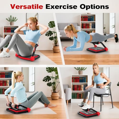DERACY Sit Up Exercise Equipment, Adjustable Ab Machine, Multi-Functional Sit Up Machine, Ab Workout Equipment, Ab Trainer Machine for Women Men - color: Red - Black