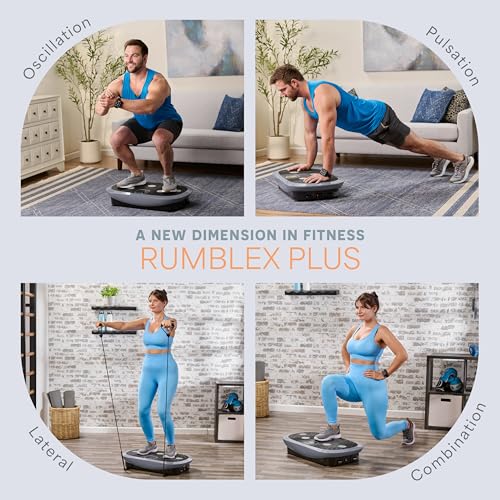 Lifepro Rumblex Plus/Pro 4D Vibration Plate Exercise Machine with 60 Speeds | 3 Motors, 7 Training Modes, Bluetooth Speaker, Wristband Remote — Vibration Plate for Lymphatic Drainage, Muscle Activation - color: Gray, size: Small