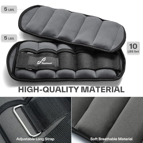 Sportneer Adjustable Ankle Weights Set - 1 Pair (2-10 lbs) Removable Sandbags for Women & Men, Comfortable Neoprene Leg Weights for Walking, Running, Pilates, Yoga, Home Workout & Physical Therapy - color: Dark Gray