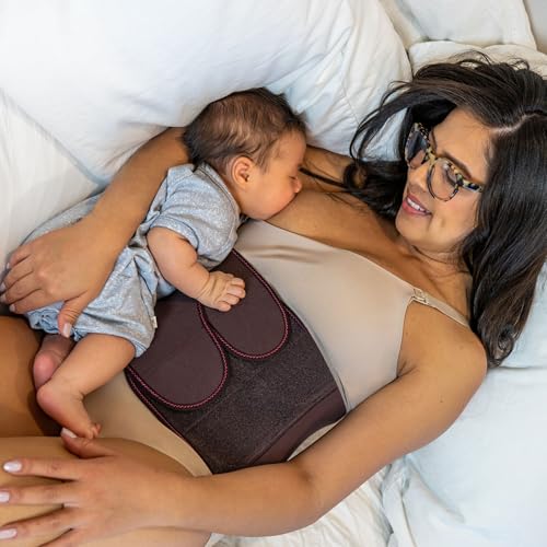 Belly Bandit BFF Postpartum Belly Wrap, Adjustable Abdominal Wrap | Post Pregnancy Recovery, Corset-Inspired Design for Waist, Core, and Back Support for C-Section or Natural Birth - color: Brown, size: Large