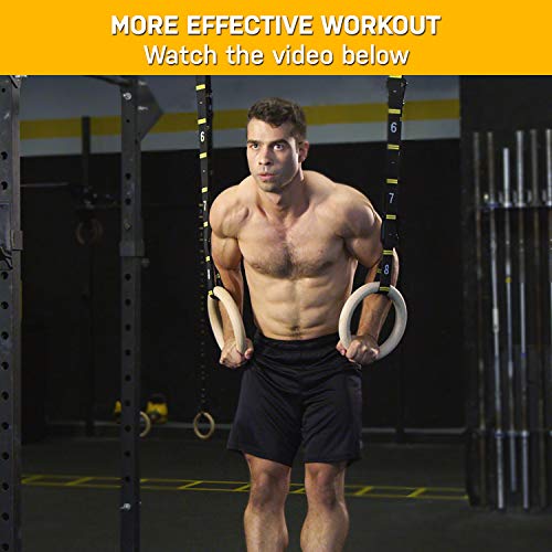 Double Circle Wood Gymnastics Rings with Quick Adjust Numbered Straps and Exercise Videos Guide - Full Body Workout Rings, Calisthenics, Home Gym (Multi-Size) - style: Rings 1.25 Inch