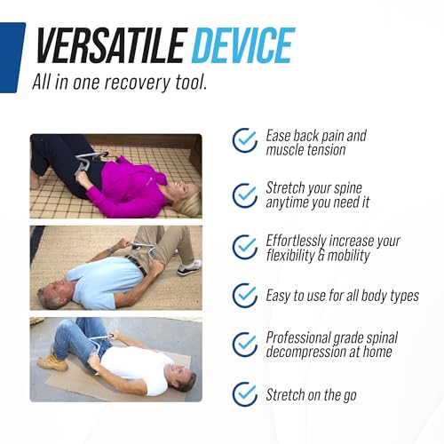 Lo-Bak TRAX by EZ-Bak Lumbar Spine Stretcher - Upper and Lower Back Stretcher for Herniated Disc & Sciatica Scoliosis - Portable Lumbar Traction Device for Spinal Decompression and Back Pain - color: Platinum