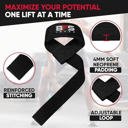 Lifting Straps for Weightlifting, Weightlifting Cotton Straps with Neoprene Padding for Men women Gym Wrist Straps for Bodybuilding powerlifting, Strength Training and Deadlifting - color: BLACK