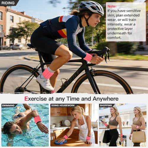 Abahub Adjustable Wrist & Ankle Weights 2Pack, Wearable Silicone Weighted Bracelet for Women, Arm Leg Weights for Home Gym Workout, Jogging, Yoga & Pilates - color: Magnetic Pink, size: 2.2LB Pair (1.1LB Each)