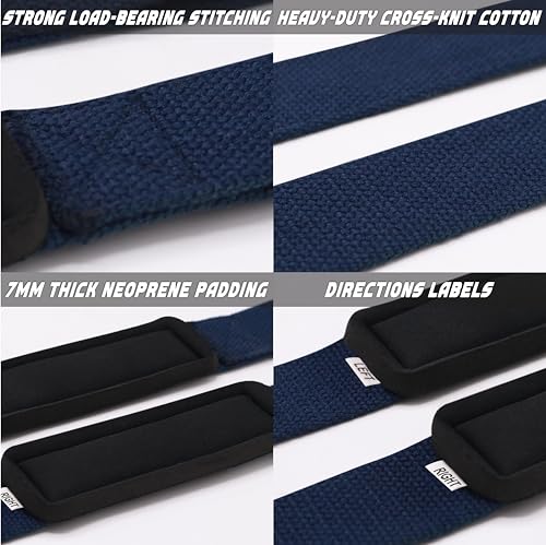 Lifting Wrist Straps for Weightlifting, Weight Lifting Straps Gym Strength Training, Neoprene Padded Wrist Support, Deadlift Straps for Men & Women, 22.5 Inch Cotton - color: Navy Blue