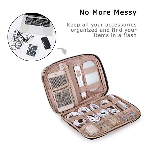 BAGSMART Large Electronics Travel Organizer Case for Women, Pink | Travel Essentials, Cord Organizer, Cable Organizer Bag, Travel Accessories for Women - color: A-Pink