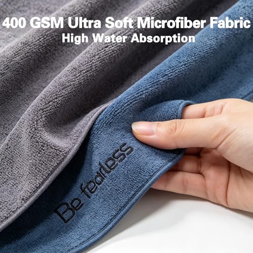 BOBOR Gym Towels for Men and Women, 3 Pack 15 x 30 Inch Microfiber Workout Towels, 400 GSM Quick Dry Sweat Towels with Center Hanging Loop, Soft Absorbent Sports Towels for Yoga, Running, Swimming - color: 1blue+1purple+1gray, size: 15" x 30"