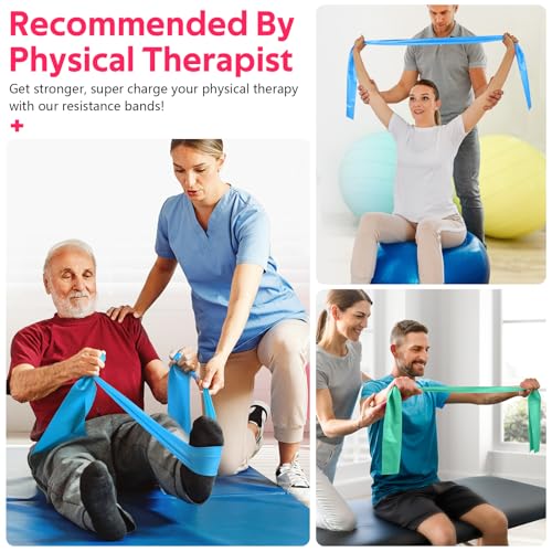 Resistance Bands for Working Out, Exercise Bands for Physical Therapy, Stretch, Recovery, Pilates, Rehab, Strength Training and Yoga Starter Set - color: Green ,Blue, Black, size: 4.9FT
