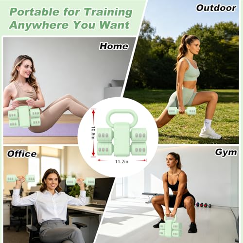 RINREA Adjustable Dumbbell Set, Hand Weight Dumbbells with Kettlebell Shell | ABS, Weight Adjustable, Quick Lock, Kettlebell & Dumbbell in 1 Set, Compact, Space-saving, Women, Home Gym, Office, Traveling - color: Green