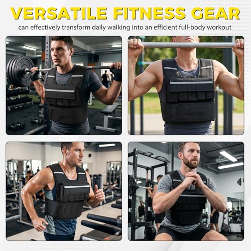 F2C Adjustable Weighted Vest 30lb / 40lb / 60lb, Removable Sandbag Weight Vest for Men Women, Running Walking Rucking, Strength & Fitness Training Vest with Reflective Strips - size: 40 lbs