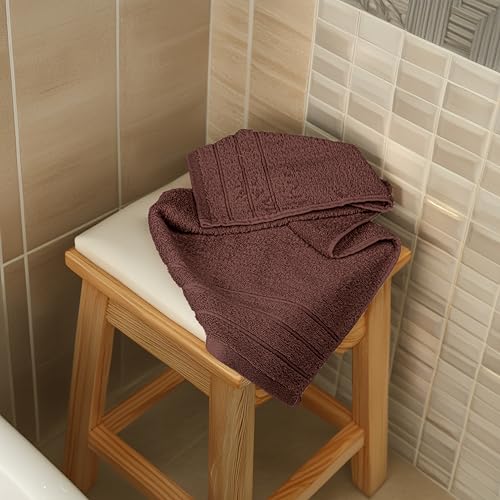 Tens Towels Pack of 6 Hand Towels, 100% Cotton, Lighter Weight, Quick to Dry, 16 x 28 Inches, Super Soft & Absorbent, Perfect for Bathroom & Kitchen (Brown) - color: Brown