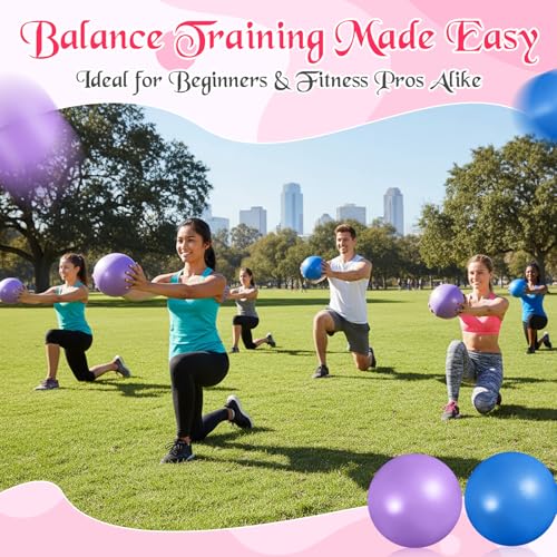 4 Pcs Small Exercise Pilates Ball Bulk 9 Inch Mini Yoga Balls Anti Burst and Slip for Stability, Fitness, Physical Therapy, Stretching & Core Workout at Home Gym Office Class - color: Blue,Purple
