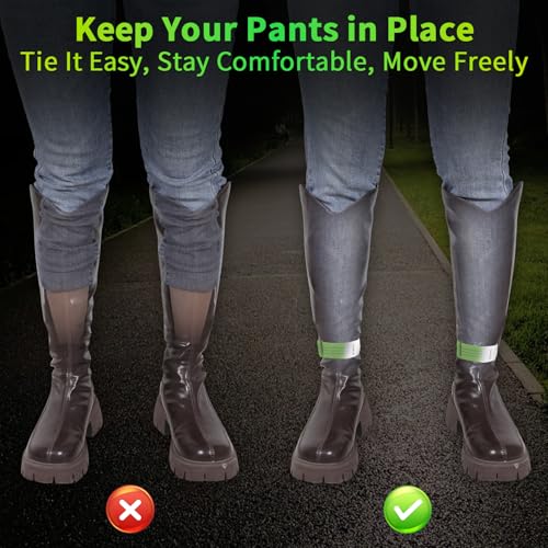 Cowboy Boot Straps, Adjustable Elastic Pant Leg Straps for Biking, Fishing, Hiking, Wading etc. - color: Green-4pcs