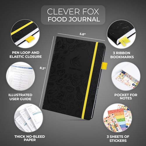 Clever Fox Food Journal - Daily Food Diary, Meal Planner to Track Calories & Nutrients, Weight Tracker Notebook, A5 (Black) - color: Black, size: A5 (5.8'' x 8.3'')