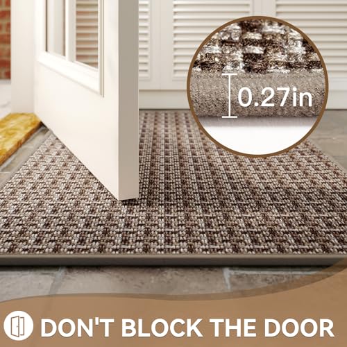 Indoor Door Mat 24"x72",Door Mat Indoor Entrance Dirt Resistant and Absorbent Non-Slip Rubber Backing Front Door Mats Washable Low-Profile Mats for Entryway, Inside Entrance Easy Clean Brown - color: A- Brown, size: 24"x72"