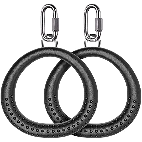 Dolibest 2 Pack of Ninja Gymnastic Rings,Monkey Ring Outdoor Backyard Ninja Accessories Set,Swing Bar Rings Obstacle Course for Training Equipment for Teens,1000LB Capacity - color: 2pack Black Fitness Ring