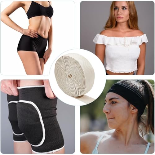 GORGECRAFT 5Yds Silicone Elastic Gripper Non-Slip Tape Waved Soft Rubbers 30mm Elastic Belt Webbing Stretchy Wavy Ribbon Loop for Garment Wig Bike Shorts Project Underwear Accessories - color: Wheat