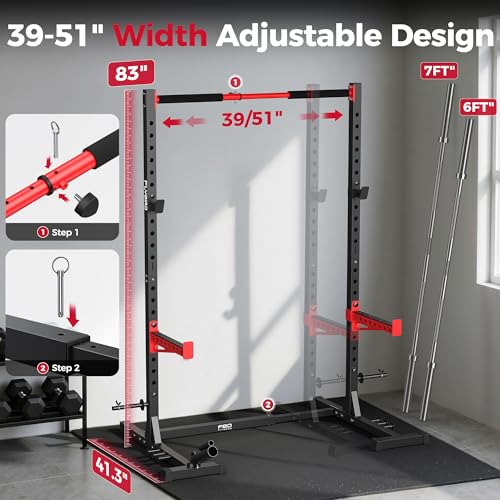 FLYBIRD SR1 Squat Rack with Pull-Up Bar, Adjustable Multi-Functional Power Rack, Inner Width Squat Rack Stand Suitable for 6FT,7FT Barbell for Home Gym Equipment - color: 110LBS Package